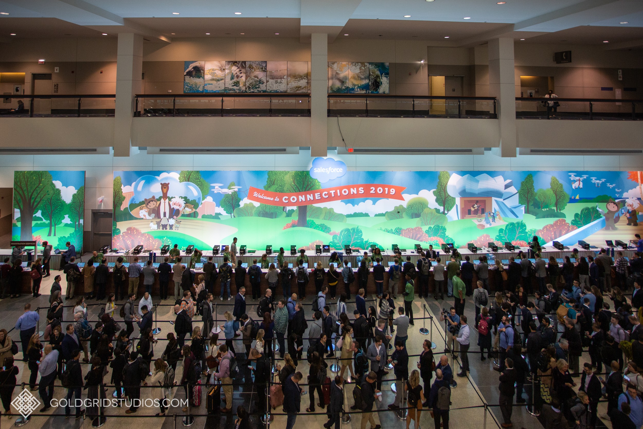 Registration area at Salesforce Connections 2019 at McCormick Place.