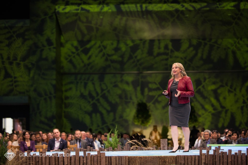 Speaker presenting at Salesforce Connections at McCormick Place in Chicago